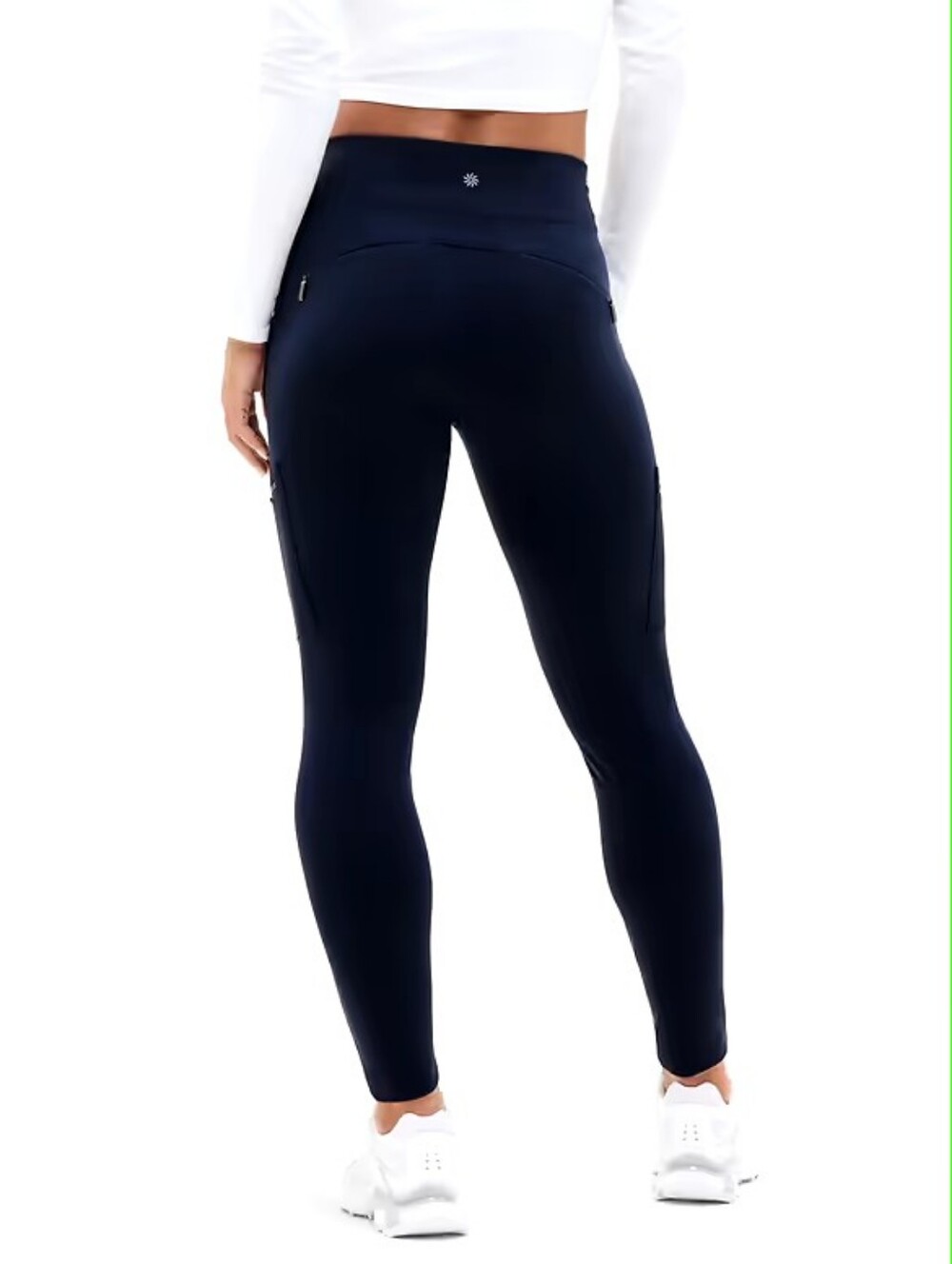 Athleta Headlands Hybrid High Rise Cargo Leggings Navy Blue Pocket Zip Size 6